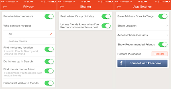 Tango Messenger App rolls out New Privacy Options